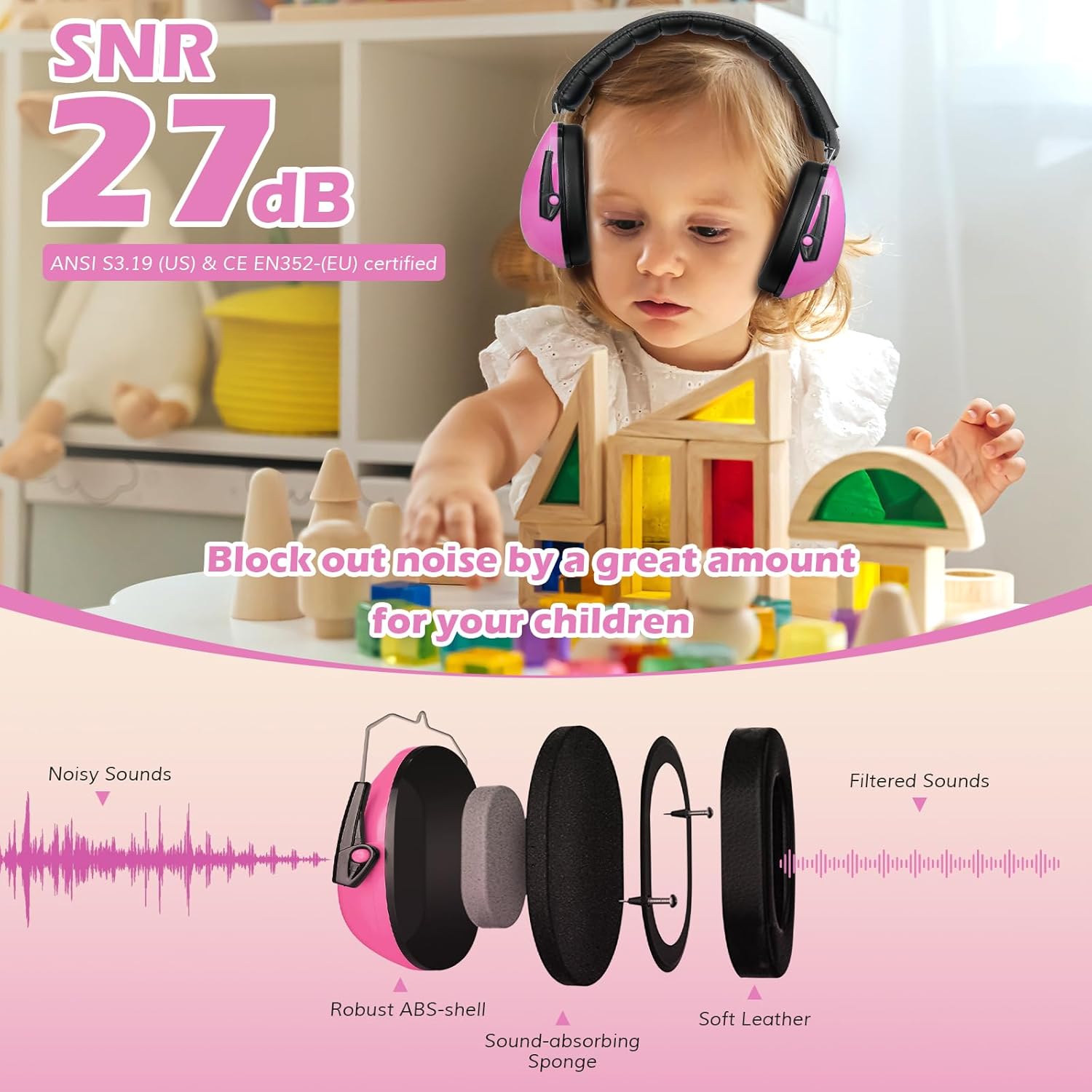 Casque Anti Bruit Enfant Rose