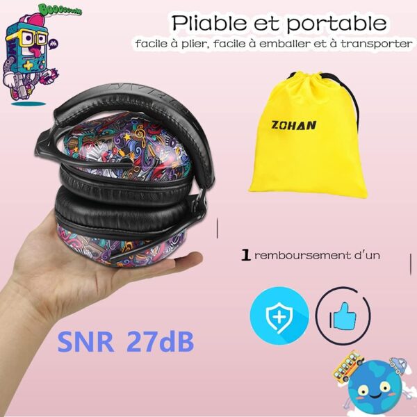 Mpow Casque Anti-bruit Enfant Adulte Pliable Réglable 4
